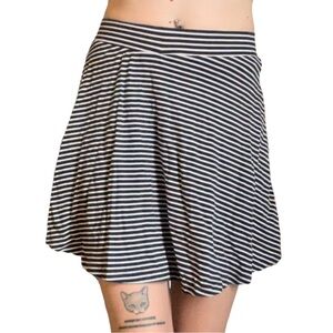 Black and White Striped Mini Skirt
